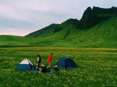 Photo of Setting up camp in Vik, South Coast, Iceland.