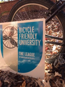 Photo of Auburn's Bike Friendly University sign!