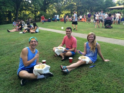 Students enjoying the food and music during the 2015 Sustainability Picnic.