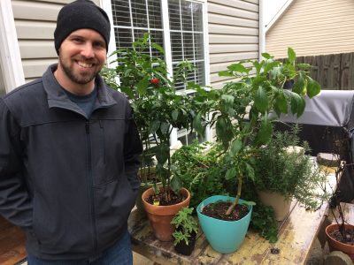Photo of Jonathan Lillebo with plants.
