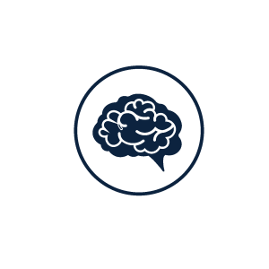 Graphic icon of a brain
