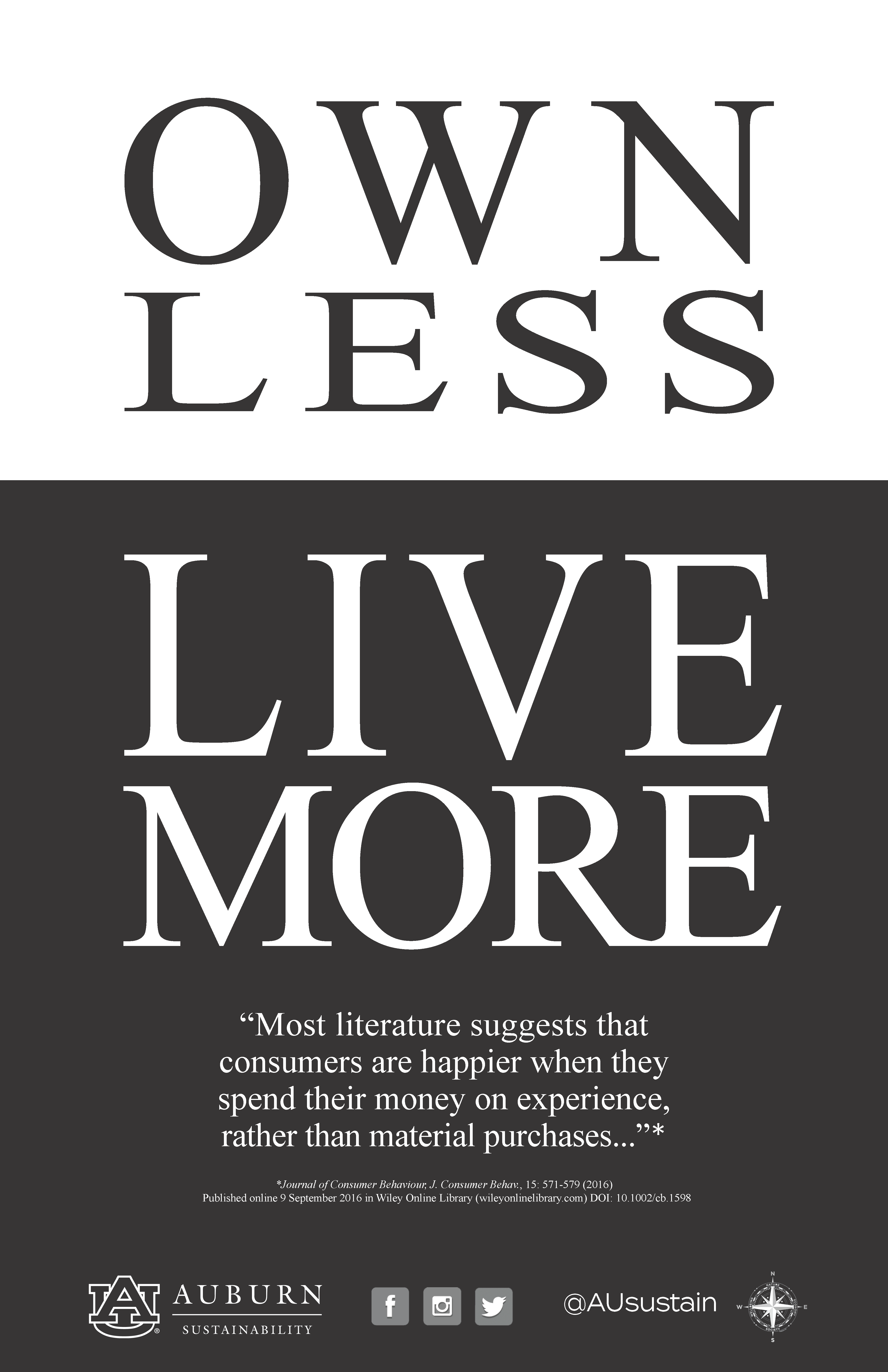 Image reading, "Own less; live more."