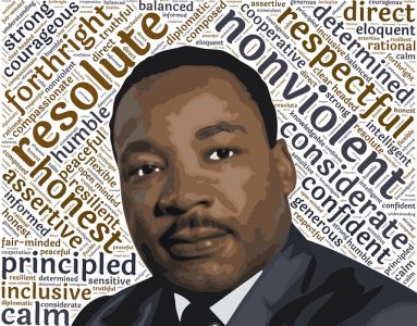 Graphic Image of Leadership Words and Martin Luther King, Jr.