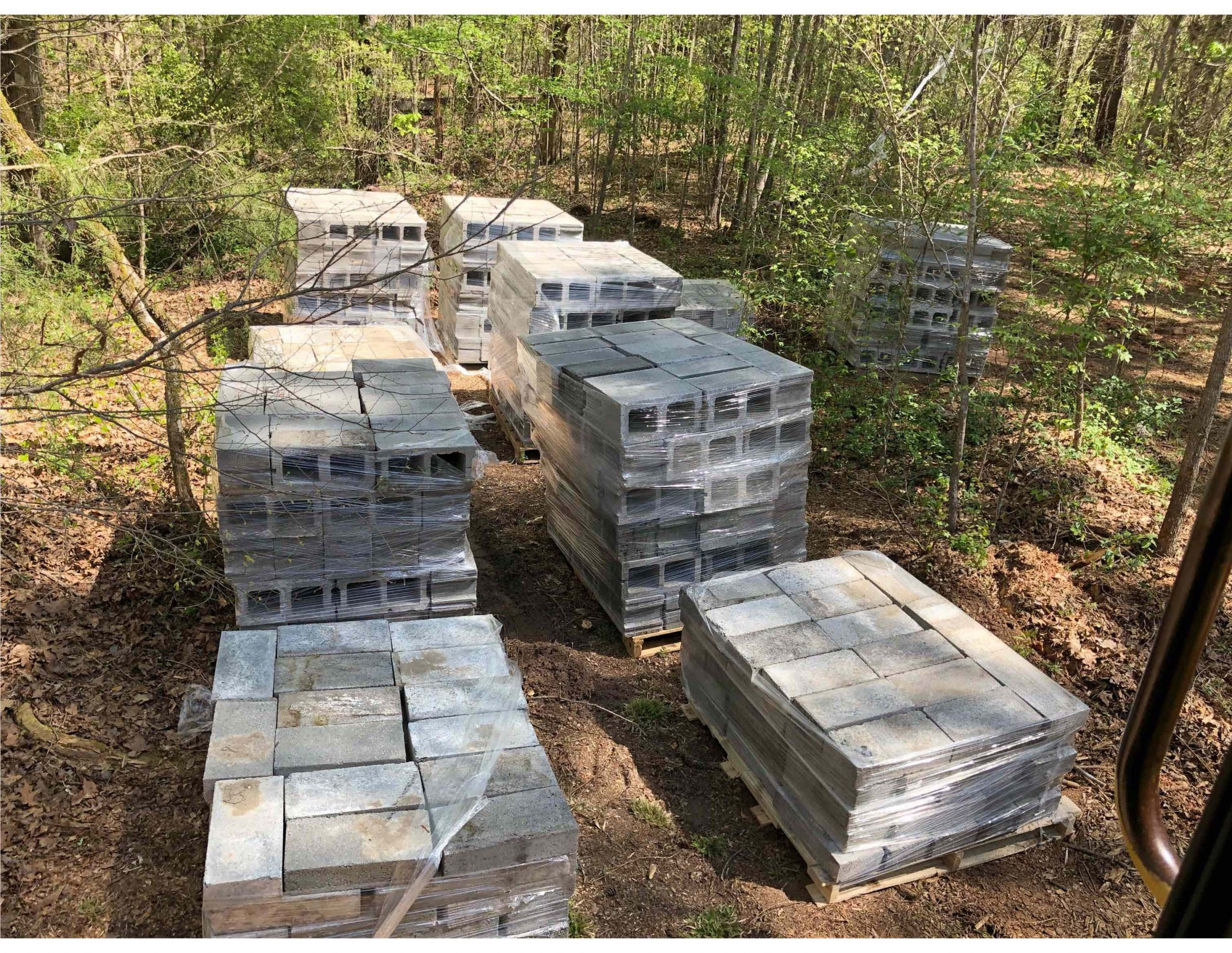 Pallets of blocks and bricks for donation