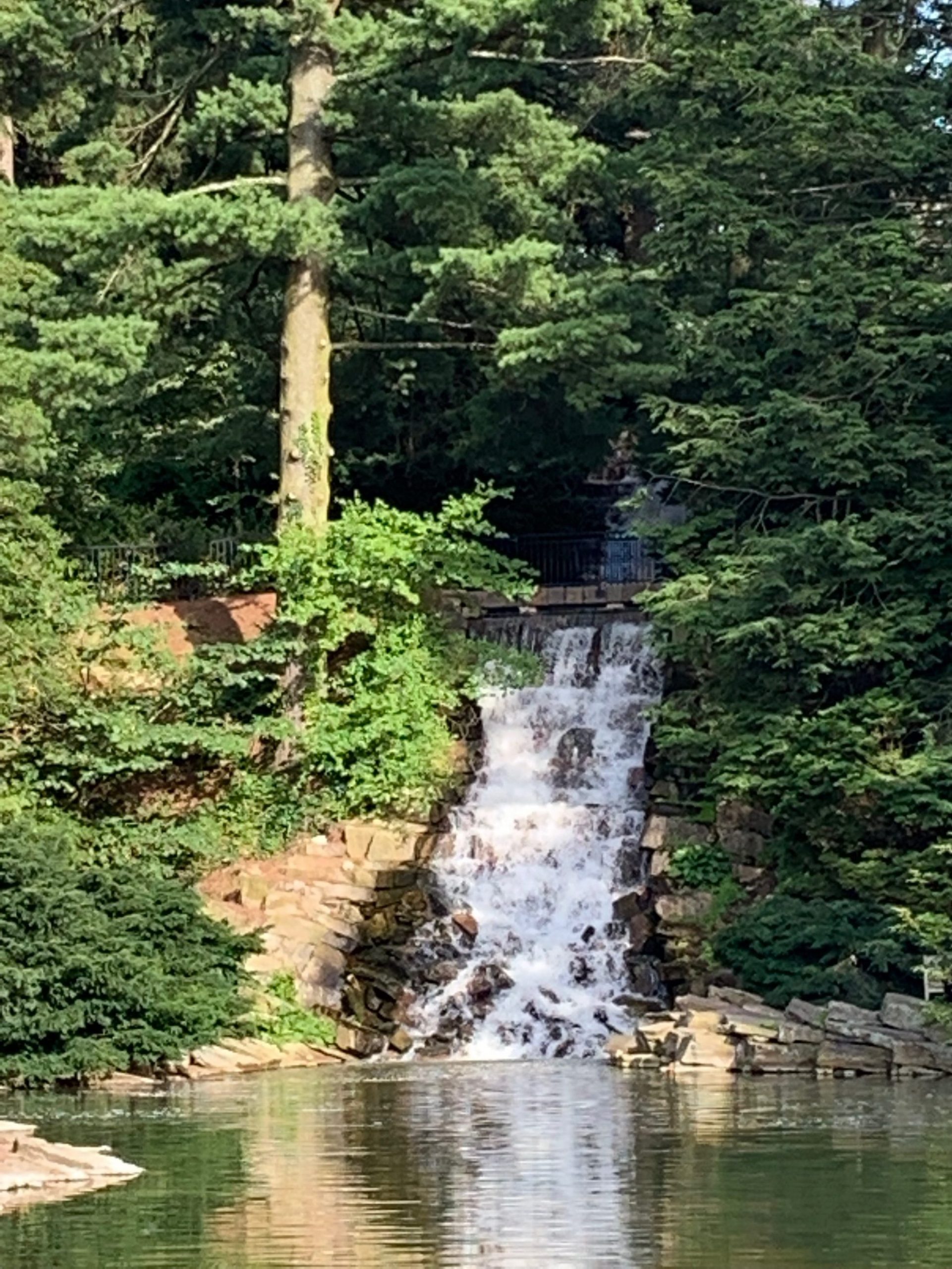 A picture of a waterfall at Longwood Gardens. Photo by Wendy Vidor.
