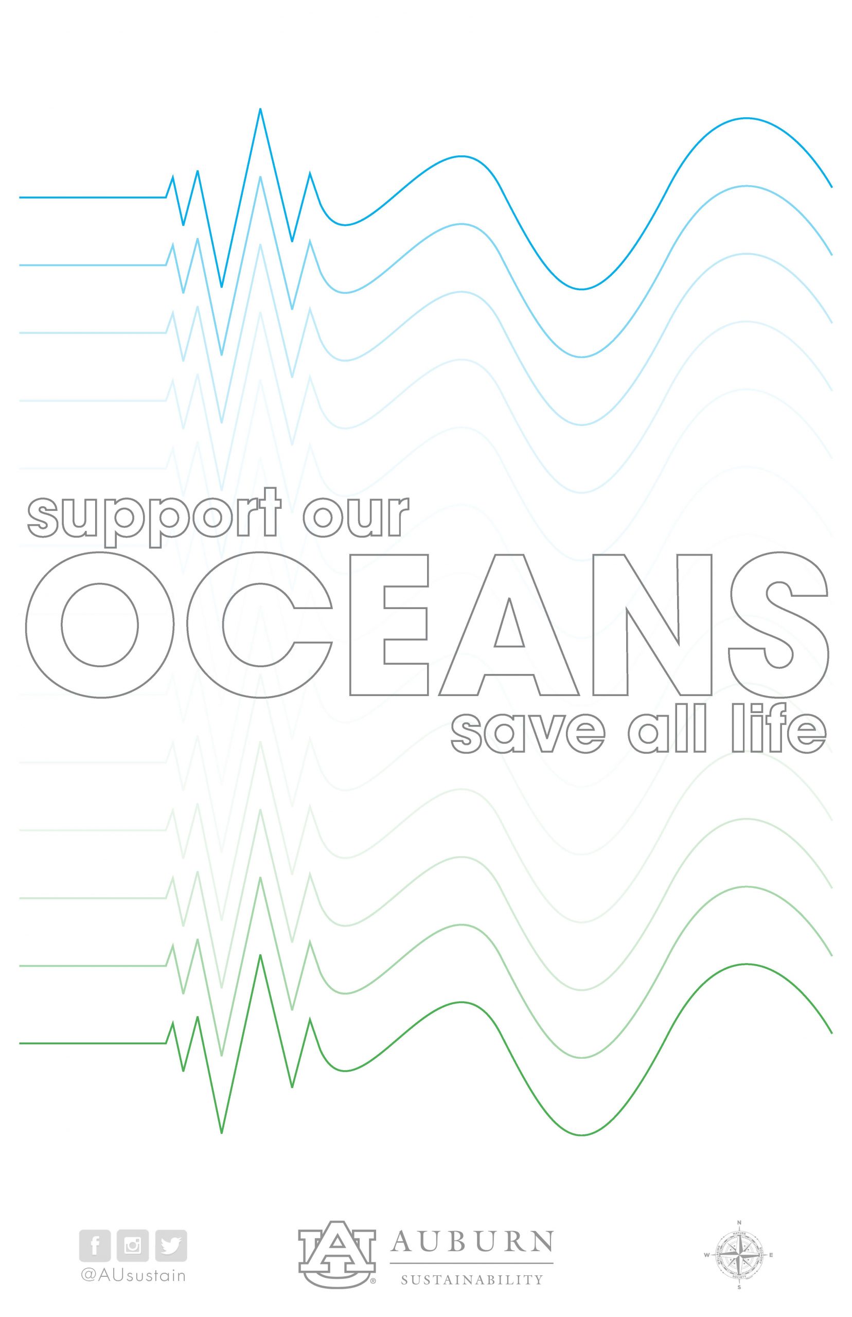 Graphic reading "Support Our Oceans: Save All Life"