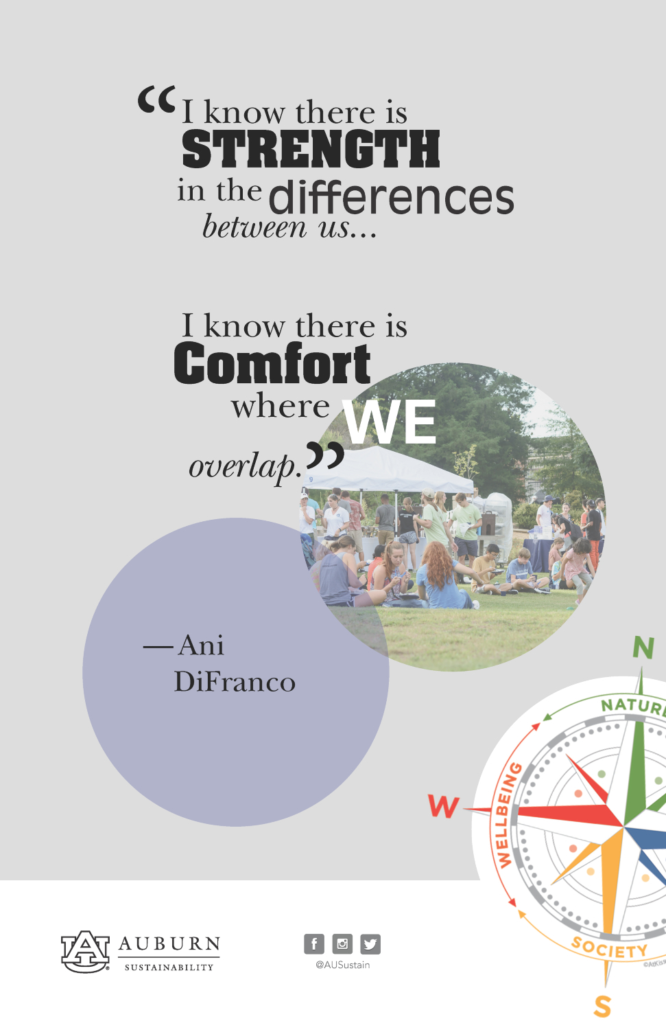 Graphic with the Ani DiFranco quote: "I know there is strength in the differences between us. I know there is comfort where we overlap."