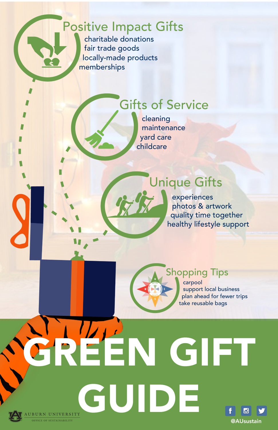 Graphic with green gift giving tips.