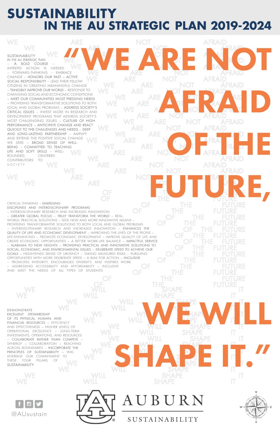 Graphic quoting Auburn University's Strategic Plan: "We are not afraid of the future, we will shape it."