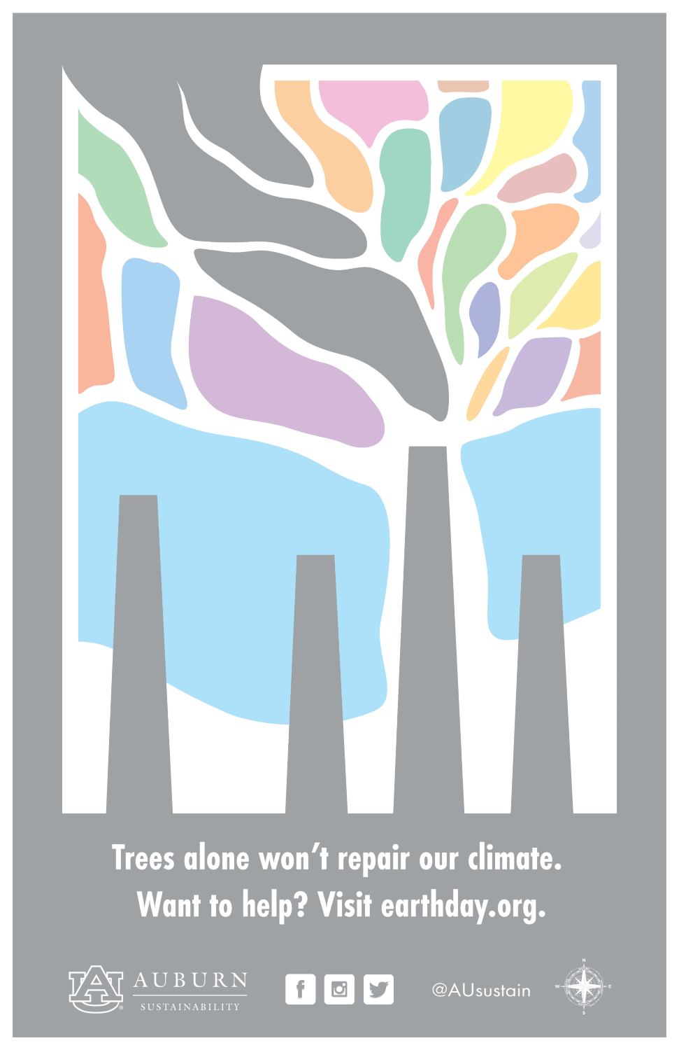 Graphic saying "Trees alone won't repair our climate. Want to help? Visit earthday.org.