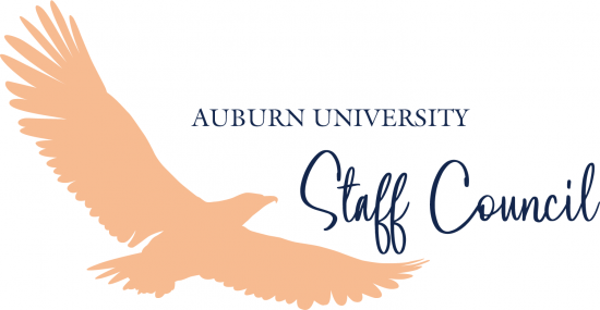 The 2020 Logo of the Auburn University Staff Council with an Orange Eagle and blue lettering.