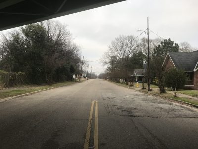 A road and neighborhood off of a highway in Montgomery.