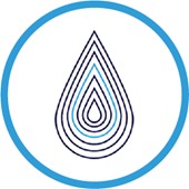 Students for clean water logo - a blue water droplet.