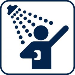 Icon of a person showering.