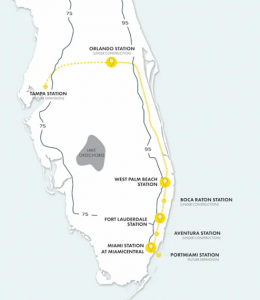 Map of Brightline Transit