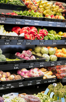 Produce on shelves