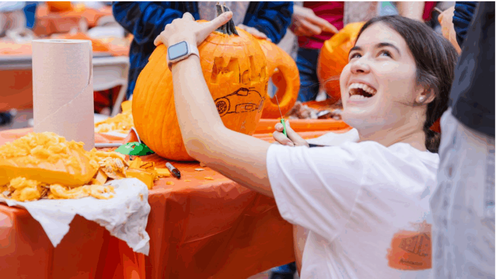 Image of a girl carving a pumping