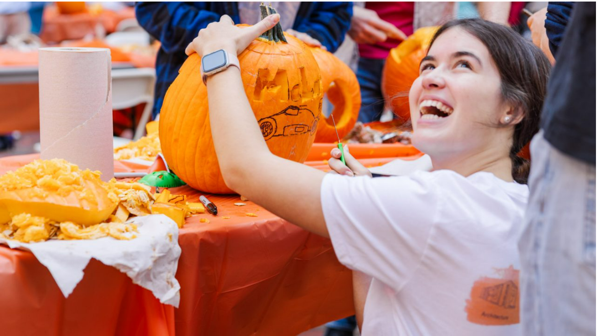 Image of a girl carving a pumping