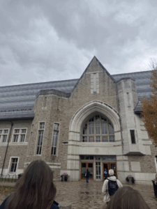 A beautiful gothic-style building on Notre Dame's campus