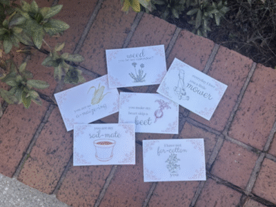 a collection of 6 nature-themed valentine cards