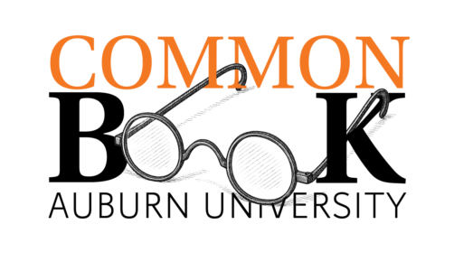 The words Common Book Auburn University with the double Os in the word book as a pair of glasses similar to those worn by Ben Franklin.