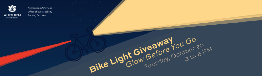 Bike light giveaway - glow before you go - Tuesday, october 20 from 3-6 PM multiple locations - image of bike in dark with head and tail lights