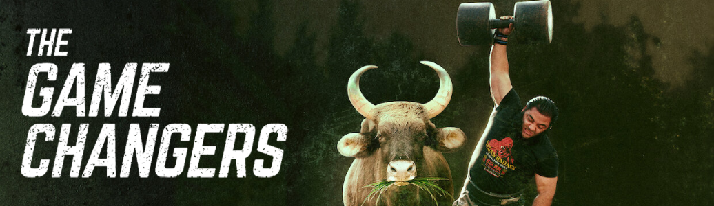 Image of athlete with ox and the text The Game Changers